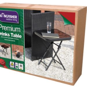 Kingfisher Garden Folding Drinks Table With Glass Top