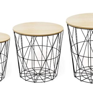 Set of 3 Geometric Metal Wire Coffee Tables