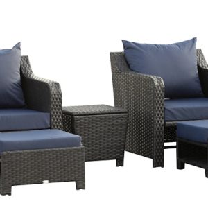 2-Seater Rattan Armchair & Side Table Set