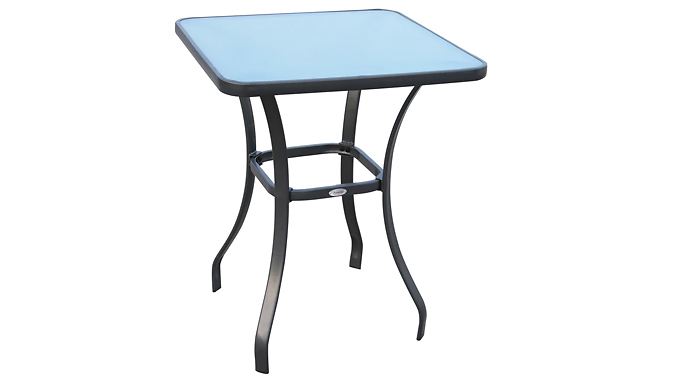 Outsunny Square Glass Bistro Table