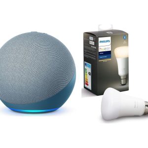 Philips Echo (4th Gen) & B22 Hue White Bluetooth LED Bulb - Twilight Blue
