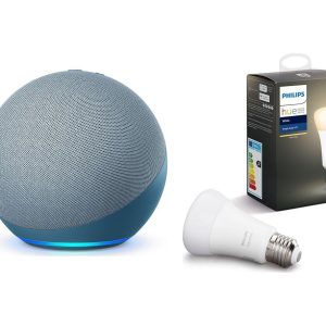 Philips Echo (4th Gen) & E27 White Bluetooth LED Bulb - Twilight Blue