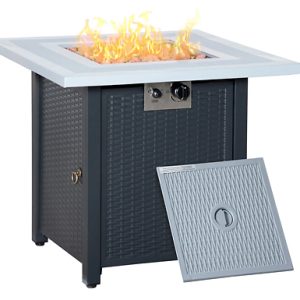 OutSunny Rattan-Effect Gas Fire Pit Table