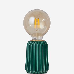Dark Green Ceramic Lamp With Bulb